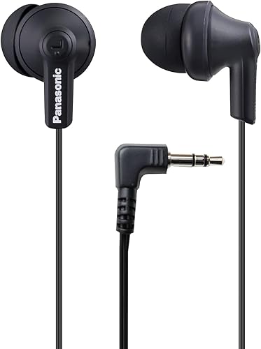 Panasonic ErgoFit RP-HJE120-KA - Auriculares intraurales con cable de 0.138 in con sonido dinámico cristalino y suaves ergonómicos a medida (SML),