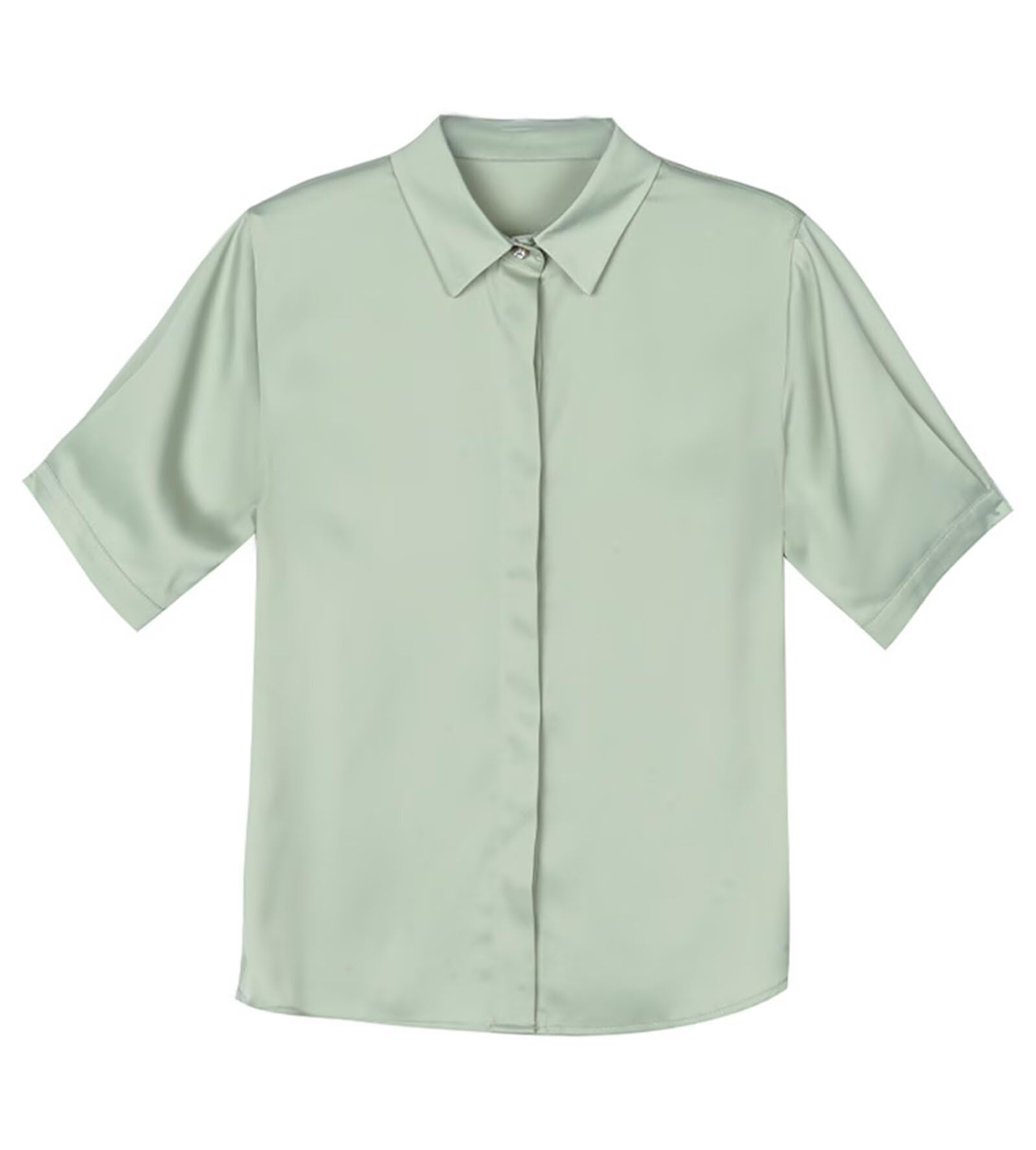 HNVAVQ Camicia in Seta Donna Classica Blusa Maniche Corte con Bottoni Camicia Formale per Lavoro Ufficio