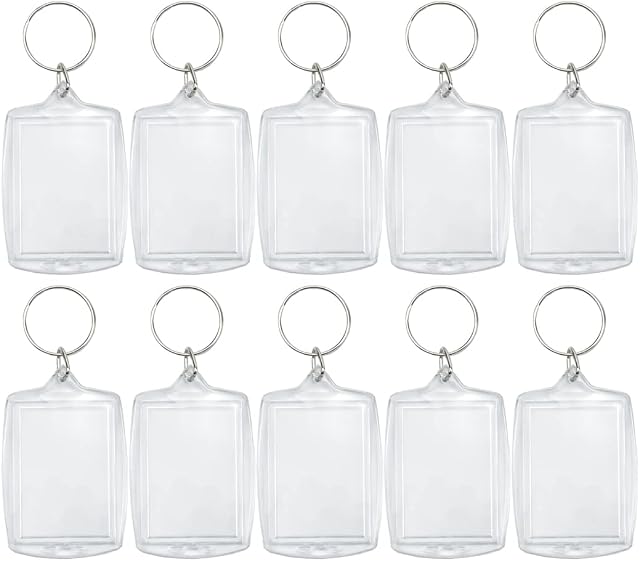 Photo Keyring 10 Pcs Double Sided Blank Picture Keychain Personalised Photo Key Fob Holder with Split Ring