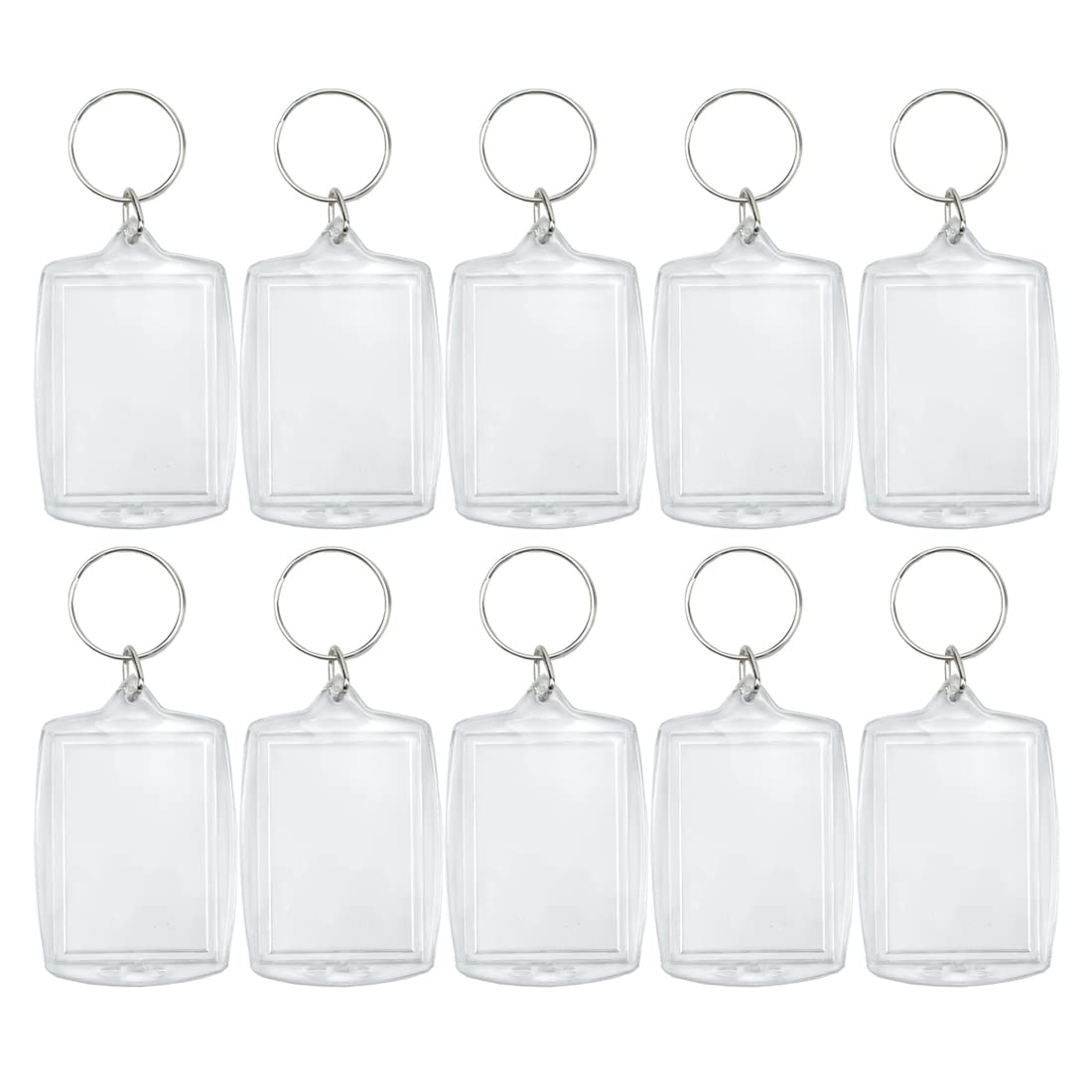 SyoleePhoto Keyring 10 Pcs Double Sided Blank Picture Keychain Personalised Photo Key Fob Holder with Split Ring