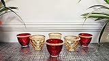 Curio Crafts Red & Gold Glass Tea Light Candle Holders (Set of 6), Votive Candleholder Set for Home