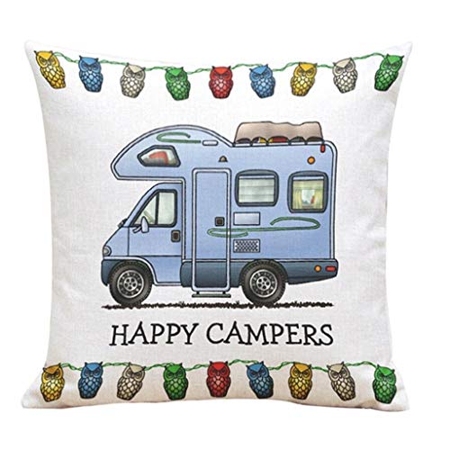 Happy Campers Throw Pillow Case Sofa Bed Decorative Cushion Cover...