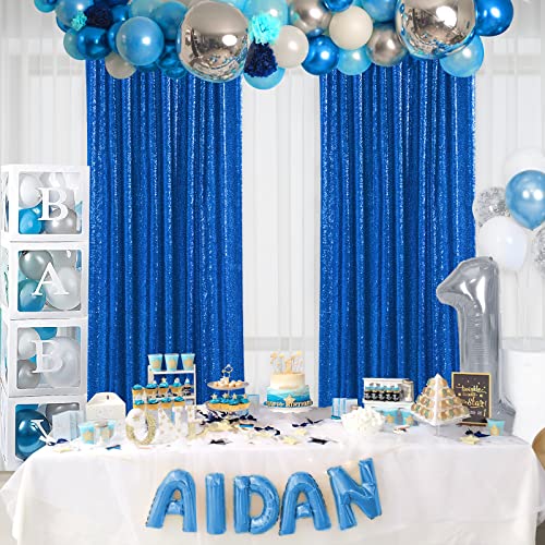 Image of Navy Blue Sequin Backdrop Curtains,2 Panels 4FTx8FT Blue Curtain Backdrop Glitter Party Decorations Background Drapes for Wedding Birthday Anniversary Graduation Photo Booth Decor