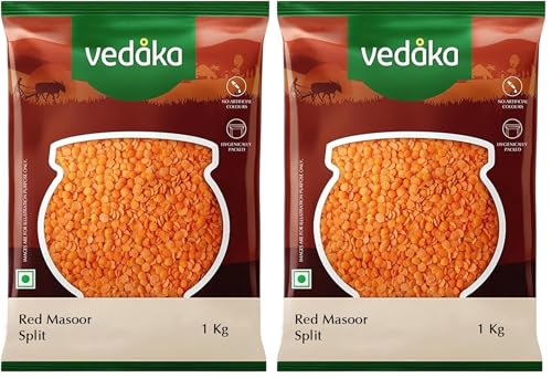 Image of Vedaka Popular Red Masoor Dal Split, 1kg (Pack of 2)