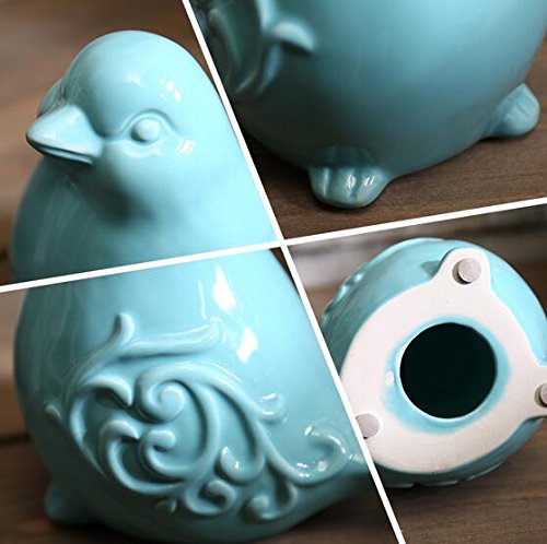 Kiaotime New French Garden Cottage Bird Figurine Decorative Blue Glazed Ceramic Bird Figurine, Bird Statue, Bird Sculpture Home Garden Wedding Decor (Blue) #TOP5