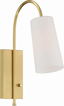 Crystorama Alexa 1 Light Glass Shaded Aged Brass Task Sconce