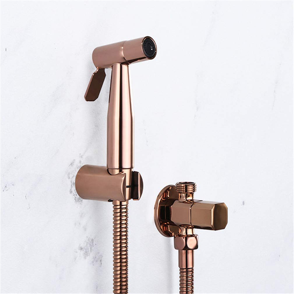 CWCQGH Toilet Bidet Faucets Golden Brass Single Cold Bathroom Toilet Shower Blow-Fed Spray Gun Nozzle Anal Cleaning Ass Bidet Dusche Shattaf,Set 2