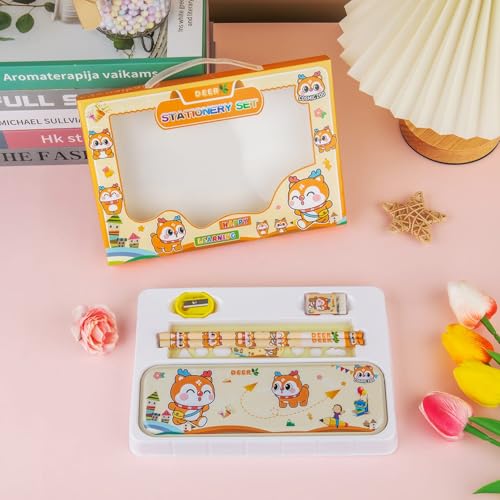Image of Birthday Popper 5-in-1 Cartoon Themed Stationery Set for Kids - Set of 6 as Birthday Return Gifts, Study, Writing & Drawing - Type 1