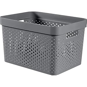 CURVER, Infinity Box 17 L, Recycled Plastic, Charcoal Grey, 35.5 x 26.2 x 21.9 cm