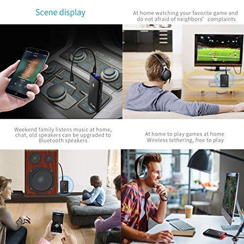 Bluetooth Transmitter and Receiver Splitter 2-in-1 - High Fidelity Long Range Low Latency Audio Bluetooth Adapter with Audio Cable + RCA Cable + USB Charging Cable - Thumbnail 7