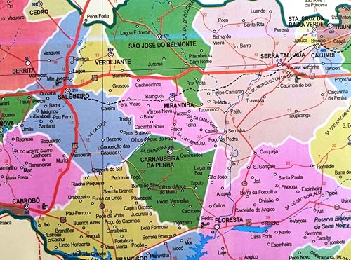 MAPA/POSTER DO ESTADO DE PERNAMBUCO - DIMENSÕES: LARGURA 117 CM X ALTURA 89 CM
