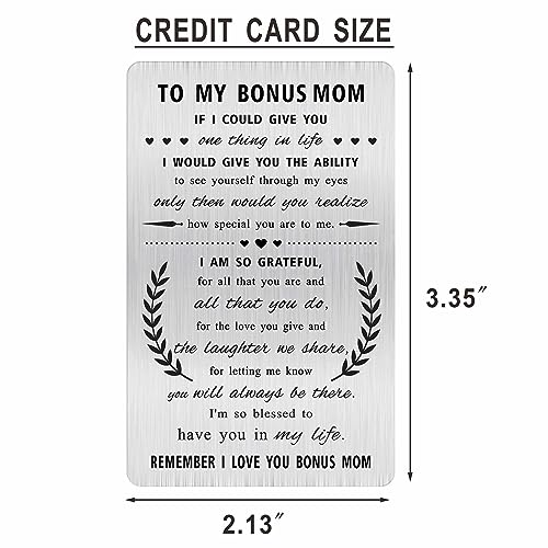 Alotozo Bonus Mom Valentines Day Gifts - Remember I Love You Bonus Mom Valentines Card - Engraved Wallet Card Inserts to My Step Mother2