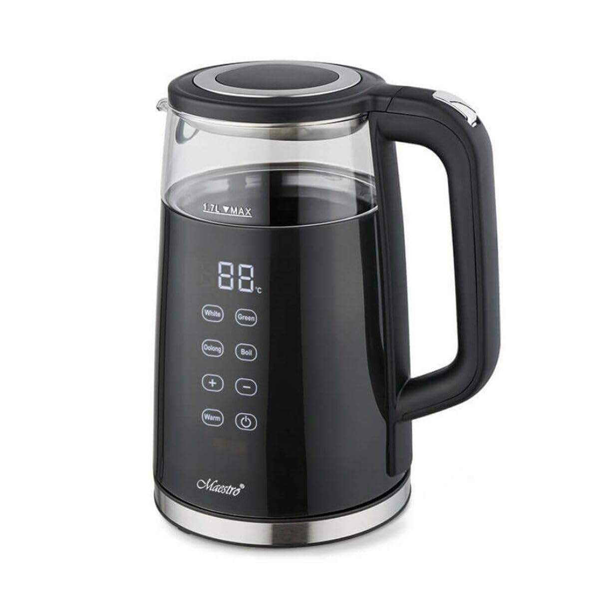 Hervidor MR-049 Negro Transparente Cristal Vidrio de Borosilicato 2200 W 1,7 L