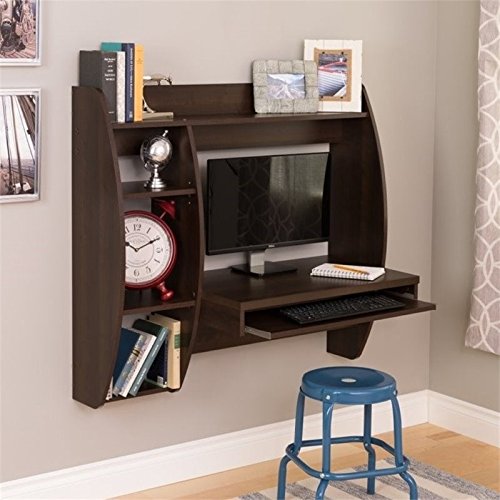 Prepac Storage And Keyboard Tray Floating Desk, Espresso #TOP2