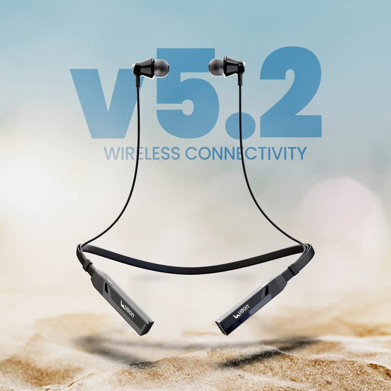 Image of UBON CL-840 Bluetooth Wireless Neckband Havy Bass Music 20 Hours Playtime Fast Charging Battery 150mAh Version v5.2 | Distance 10 mtrs | Frequency 20Hz-20KHz | Magnetic Earbuds