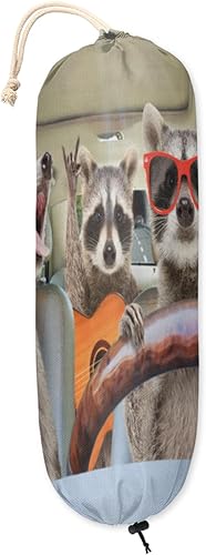 Divertido soporte para bolsa de plástico de mapache de animales, lavable, grande, soporte para bolsa de comestibles, organizador de bolsas de