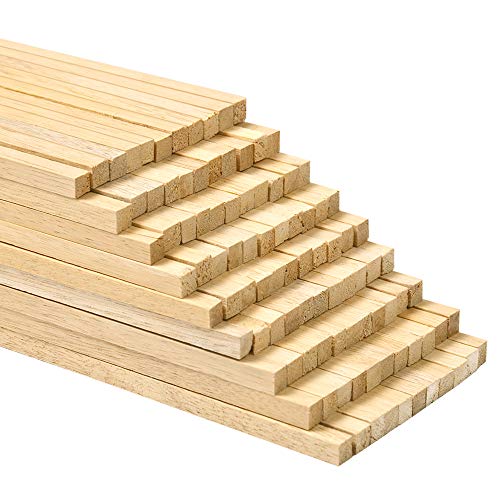 20 Pack, Wood Square Dowels 1/4 Inch x 36 Straight Smooth Pine Wood by CraftySticks, Made and Sustainably Sourced in The USA