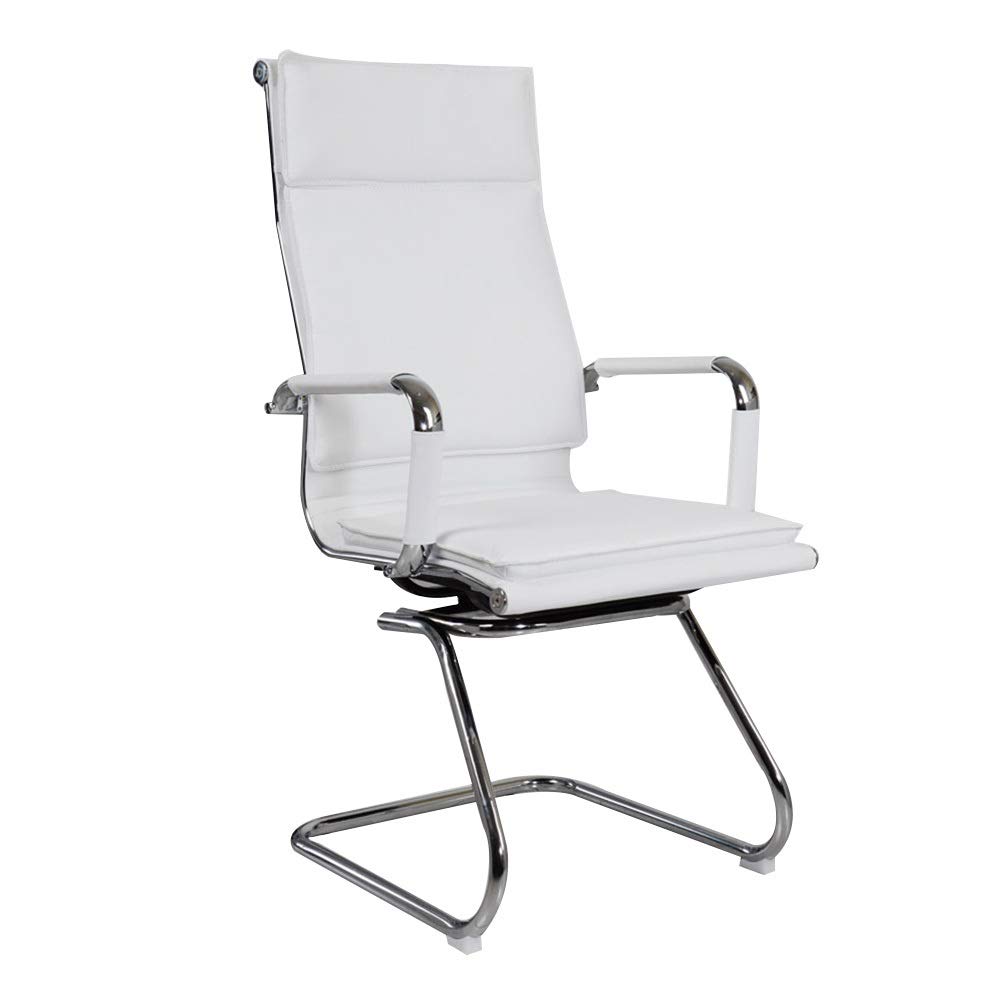 Fotel komputerowy skórzany fotel do gier z wygiętymi nogami ergonomiczny fotel do biurka komputerowego z podwójną poduszką fotel do biurka komputerowego do biura i sali konferencyjnej (kolor: biały,