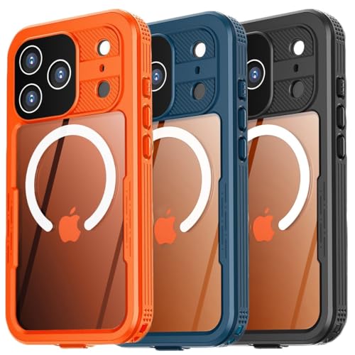 Coque étanche iPhone 14 silicone antichoc bleu transparent protection intégrale