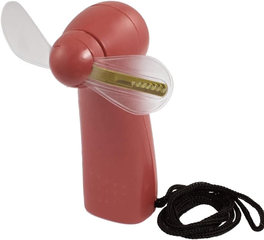 Red Mini Portable Battery Powered LED Lamps Plastic Hand Held Fan