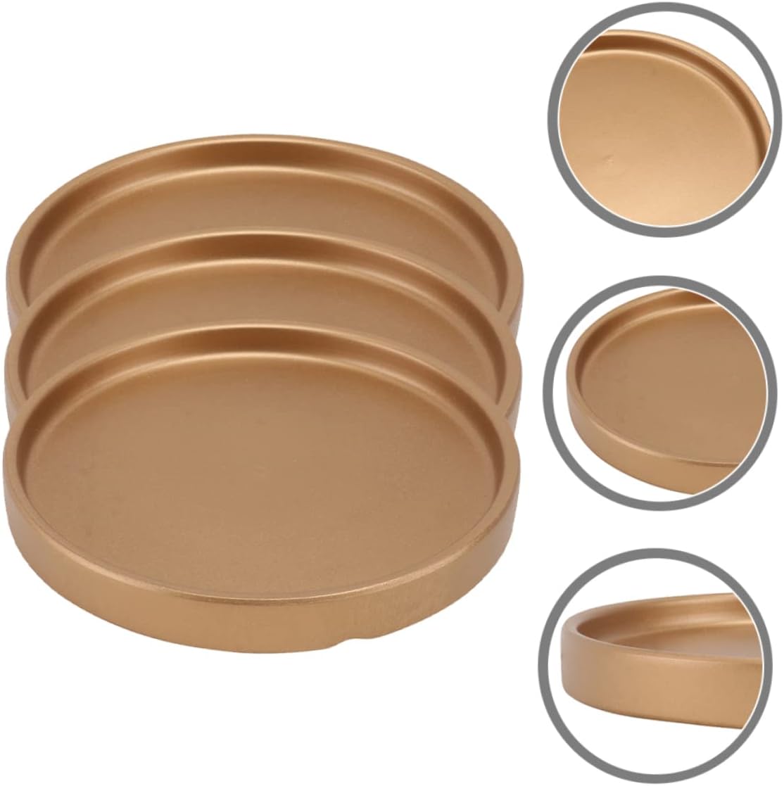 Mipcase 3pcs Elegant Ceramic Flower Pot Tray Water Drainage Saucers for Indoor and Outdoor Plants Stylish Round Plant Trays for Bonsai and Home Gold Finish