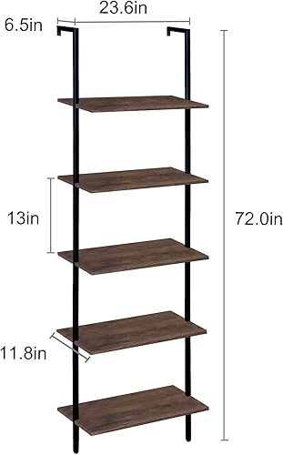 Miniatura 3 de Aboxoo Estantería de escalera 2 piezas, estantería abierta de 5 niveles, estantería de pared de madera, con respaldo abierto, estante de plantas y