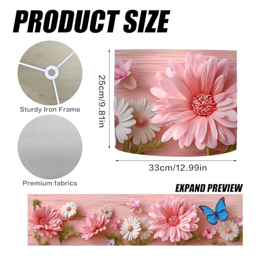 Image of Nuxovilar Lamp Shades Set of 2, 13 inch Top x 13 inch Bottom x 10 inch High (Spider) | Small lamp shades kids floral design bedroom vanity area light covers cute accessories (Floral)