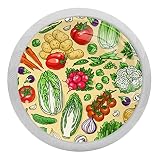 4 pomelli rotondi in vetro di cristallo di carota di verdure e pomodoro per armadietti, cassetti, maniglie luminose al buio, per cucina, armadio, cassettiera, armadio, ecc