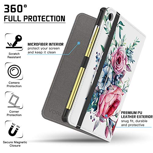 Vori Case For All-New Fire 7 Tablet (9Th Generation, 2019 Release) Folio Smart Cover With Auto Wake/Sleep, Peony #TOP2