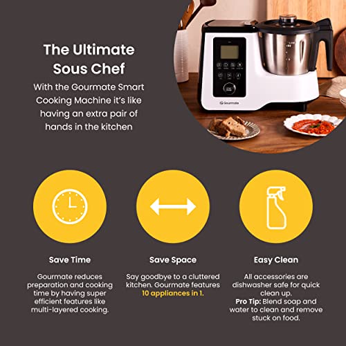 Smart All-in-1 Multi-Cooker, 10+ Cooking Functions, Built-in Scale, Guided Recipes, Steam, Cook, Knead, Bluetooth App Connectivity, 2.3 QT, White
