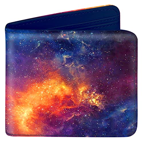 Bistup Teen Boys Cool Wallet Mens Universe Leather Credit Card Cash Holder with Coin Pocket and RFID Blocking Zipper Black