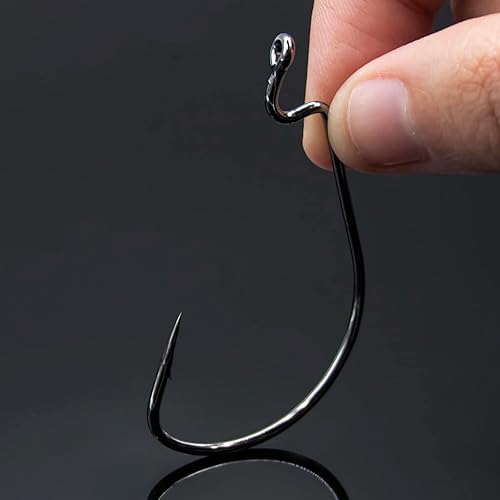 Miniatura 9 de 9KM DWLIFE Ganchos de pesca de gusano compensado, 50 piezas, juego de ganchos para bajo EWG para cebo suave, plantilla de trucha de goma Senko,