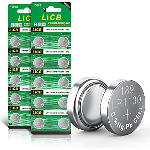 LiCB 20 Pack LR1130 AG10 Battery 1.5V Long-Lasting Alkaline Button Cell Batteries Cover