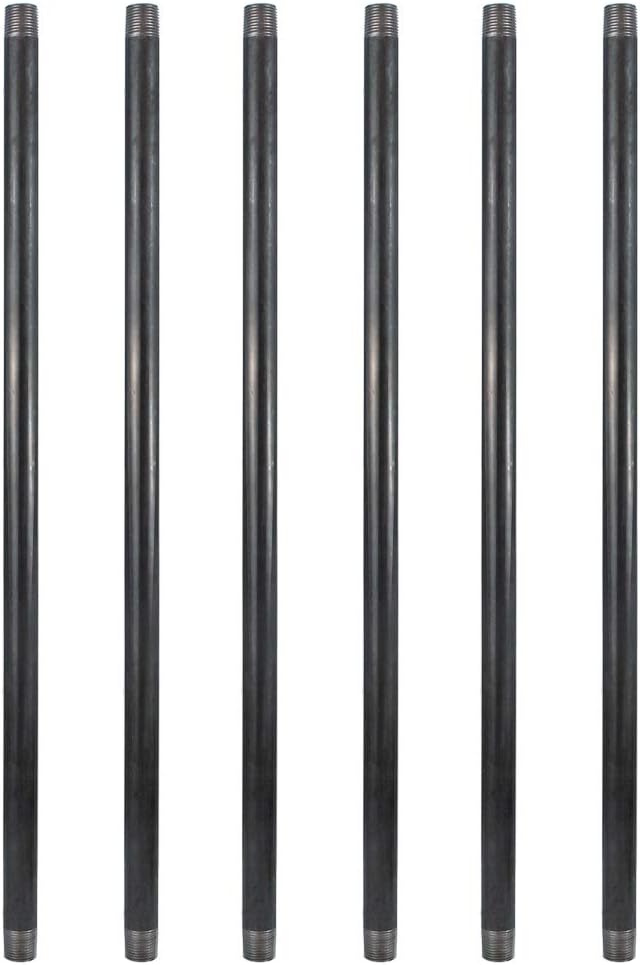 GeilSpace 6 Pack 1/2" x 42" Heavy Duty Pre-Cut Grey Metal Pipe, Industrial Steel Fits Standard Half Inch Threaded Pipes and Fittings - Vintage DIY Industrial Shelving (1/2" × 42", Grey)