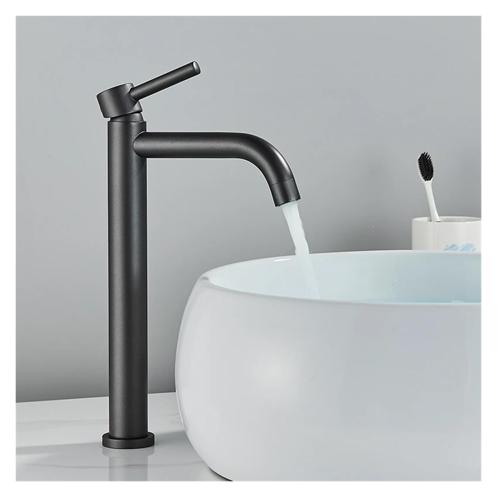 Rubinetto miscelatore acqua calda e fredda for lavabo monocomando nero opaco montato sopra(Gray)