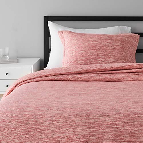 Amazon Basics Cotton Blend Jersey Duvet Cover Set - Twin/Twinxl, Red Space Dyed #TOP27
