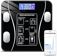 Balança Digital Bioimpedância Premium Bluetooth com App Saúde iOS Android para IMC Gordura Corporal Massa Muscular Massa Óssea Água Corporal Taxa Metabólica BMR Alta Precisão Vidro Temperado LED Luxo