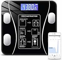 Balança Digital Bioimpedância Premium Bluetooth com App Saúde iOS Android para IMC Gordura Corporal Massa Muscular Massa Óssea Água Corporal Taxa Metabólica BMR Alta Precisão Vidro Temperado LED Luxo