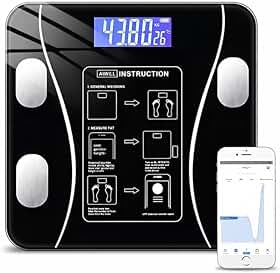 Balança Digital Bioimpedância Premium Bluetooth com App Saúde iOS Android para IMC Gordura Corporal Massa Muscular Massa Óssea Água Corporal Taxa Metabólica BMR Alta Precisão Vidro Temperado LED Luxo