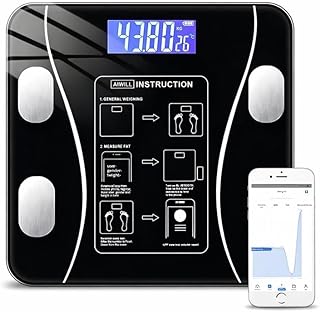 Balança Digital Bioimpedância Premium Bluetooth com App Saúde iOS Android para IMC Gordura Corporal Massa Muscular Massa Óssea Água Corporal Taxa Metabólica BMR Alta Precisão Vidro Temperado LED Luxo