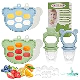 Baby Breastmilk Popsicle Molds & Baby Fruit Feeder (6 Pack), WAJIAYON Infant Food Freezer Tray Storage Containers, Silicone Teething Pacifier Feeder and Teether for Babies,Babies Feeder