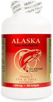 NCB Alaska Deep Sea Fish Oil Omega 3 EPA DHA 1000mg, 300 Softgels