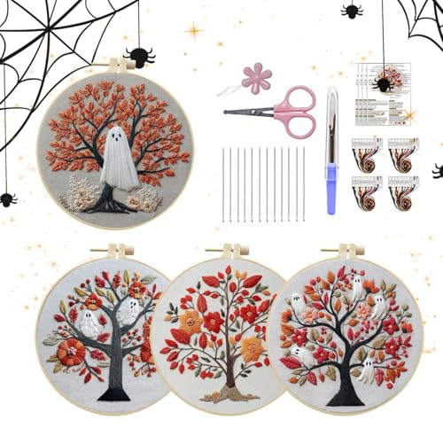 Juego de pegatinas góticas - 20 cm Halloween - Principiante proyecto de aguja espeluznante, accesorio de manualidades | Kit de agujas de punto de cruz impreso para vacaciones, disfraz, fiesta