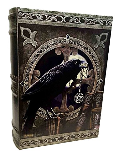 LISA PARKER RAVEN TALISMAN PENTAGRAM PAGAN WOODEN BOOK BOX 10.25"LONG