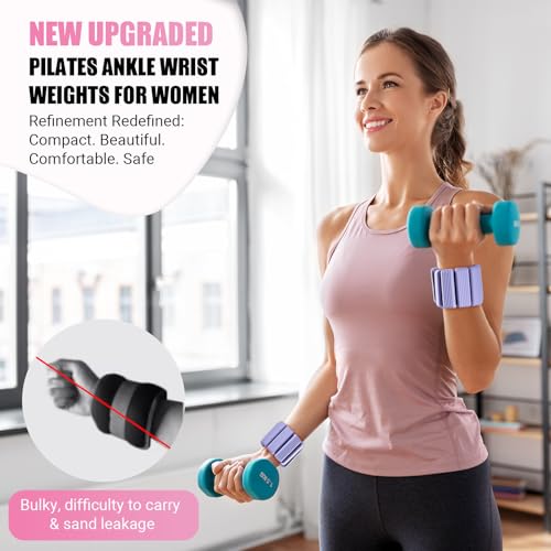 Image of Pilates Wrist Ankle Weights for Women, Wearable Strong Arm & Leg Weights Set of 2(1 lb /2.2 lbs Each), Adjustable Ankle Weights for Walking, Yoga, Dance, Barre, Gym