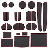 SENSHINE for Nissan Frontier Crew Cab 2005-2020 Nissan Xterra Accessories 2005-2015 Cup Holder Insert Center Console Liner Door Pocket Slot Mats Non-Slip Anti Dust Custom Interior 24PC Set(Red Trim)