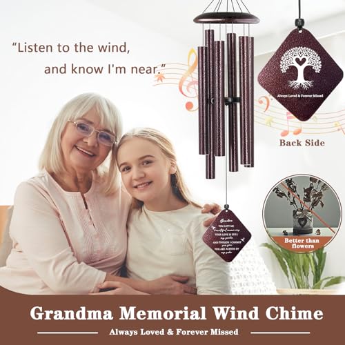Image of Sympathy Gifts for Loss of Grandmother, 32 inch inch Memorial Wind Chimes for Loss of Grandma, Loss of Grandma Sympathy Gift, Bereavement Gifts in Memory of a Loved Grandma, Bronze