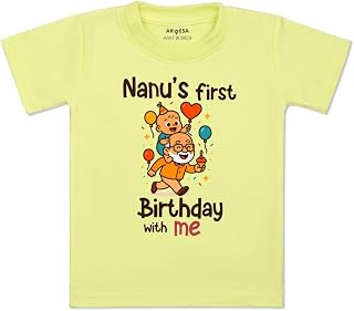 ARVESA Nanu First Birthday with Me TS-2041 Family Birthday Baby Tshirt for Kids Boys & Girls Half Sleeves Round Neck Cloth... Price In India