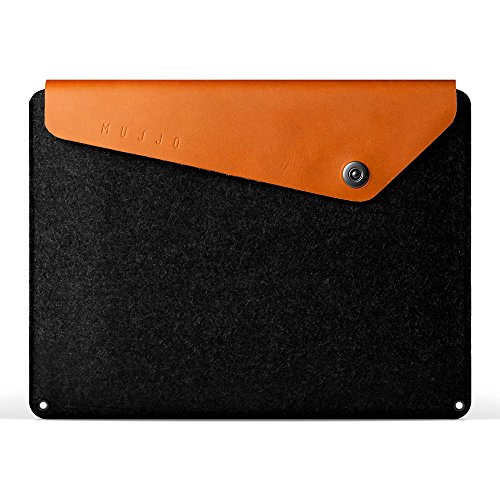 ❤ Crazy Deals Mujjo Sleeve 14" MacBook Pro, 13" MacBook Pro & MacBook Air (2018+)  Premium Felt, Genuine Leather Flap, Snap Button Closure, Storage Pockets (TAN)
