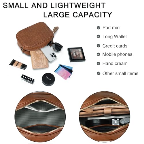 Image of AFKOMST Woven Crossbody Bag, Small Summer Purse and Boho Bag for Women | Vegan Leather, Roomy Space, 2.3L Capacity, fits iPad mini /Long Wallet /Kindle, Versatile for Daily Use /Casual /Date /Office
